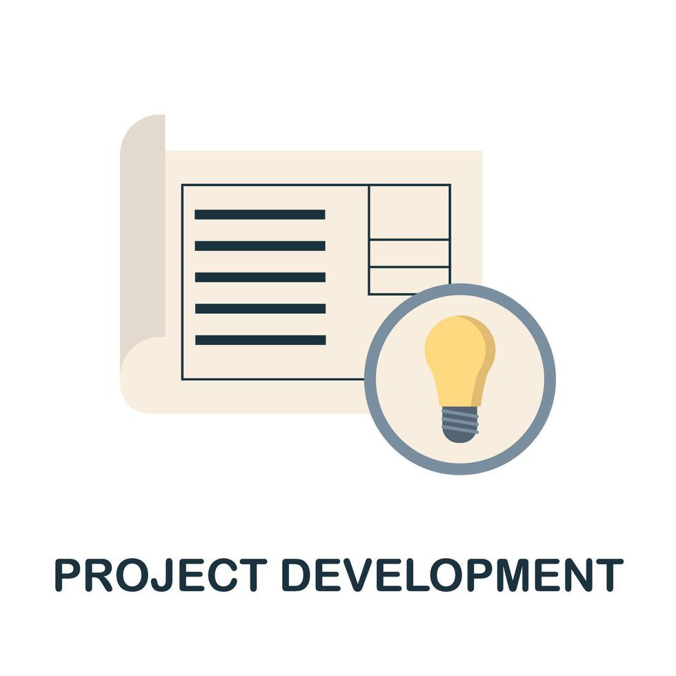 Project Development flat icon from reputation management collection. Simple line element Project Development symbol for templates, web design and infographics vector