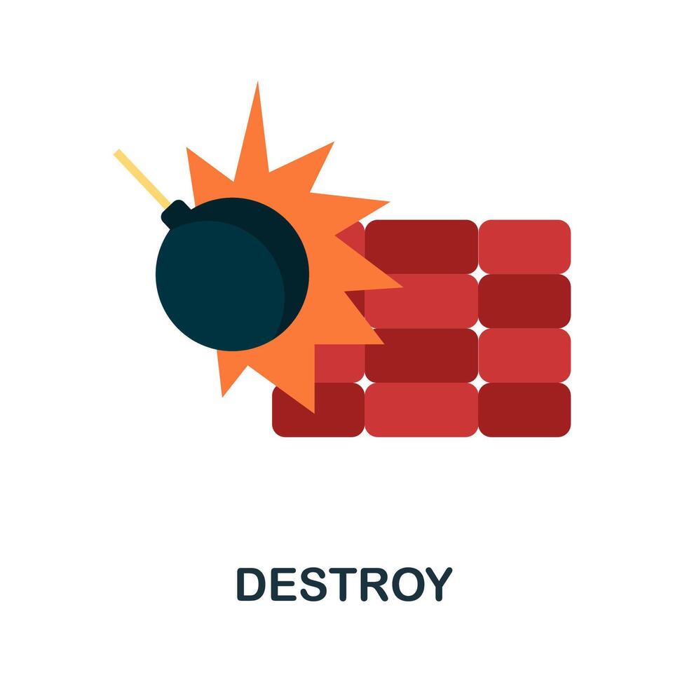 Destroy flat icon. Simple element from protest collection. Creative Destroy icon for web design, templates, infographics and more vector