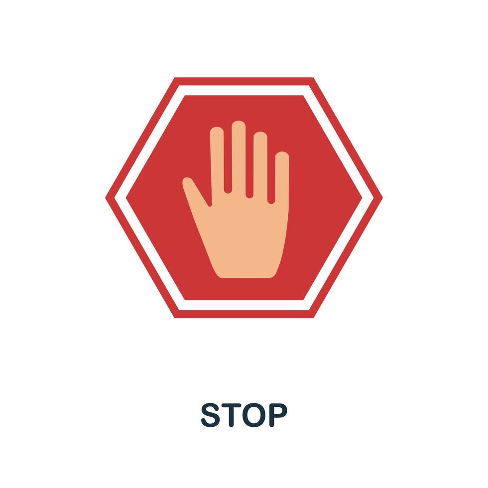 Stop flat icon. Simple element from protest collection. Creative Stop icon for web design, templates, infographics and more vector