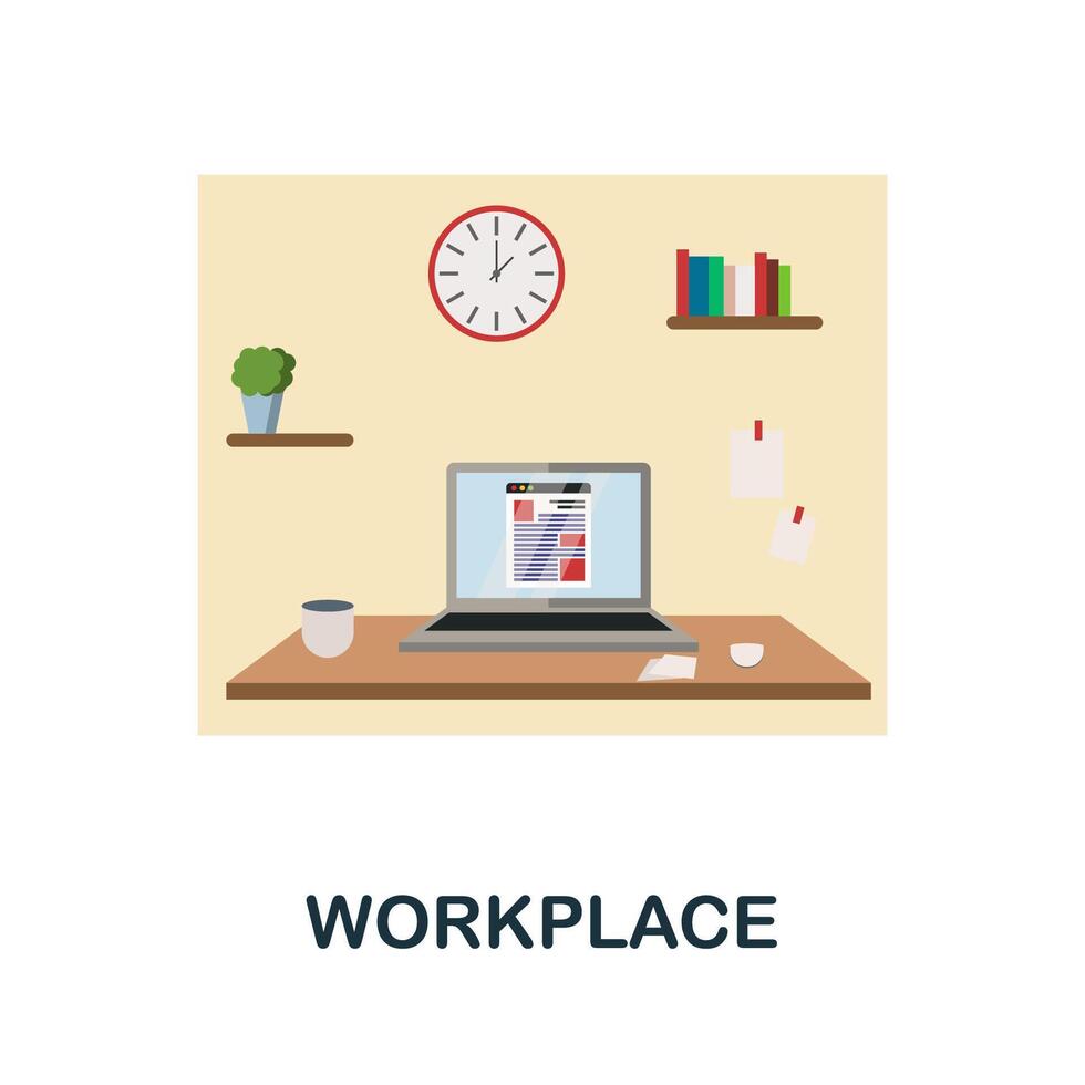 Workplace flat icon. Colored sign from productivity collection. Creative Workplace icon illustration for web design, infographics and more vector
