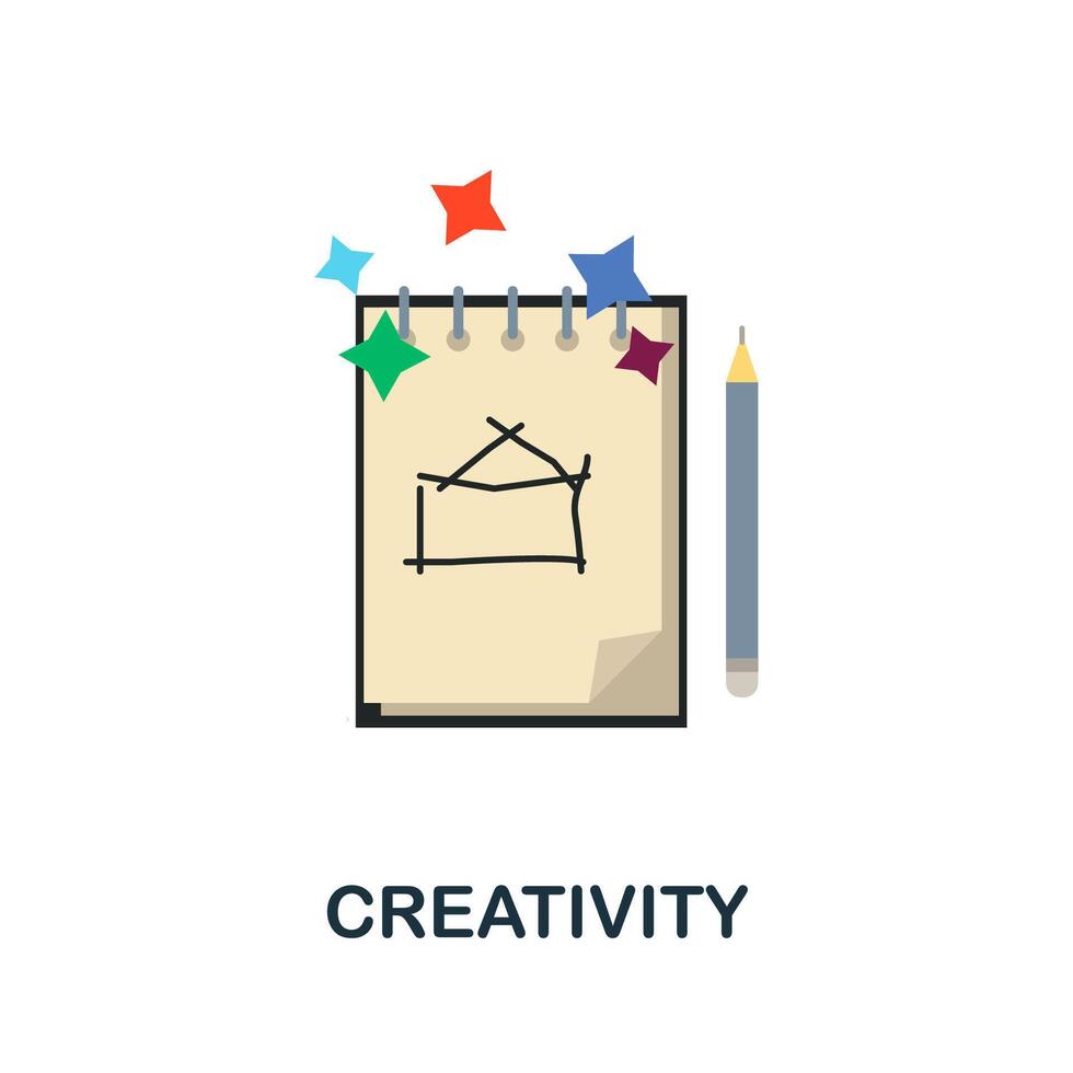 Creativity flat icon. Colored sign from productivity collection. Creative Creativity icon illustration for web design, infographics and more vector