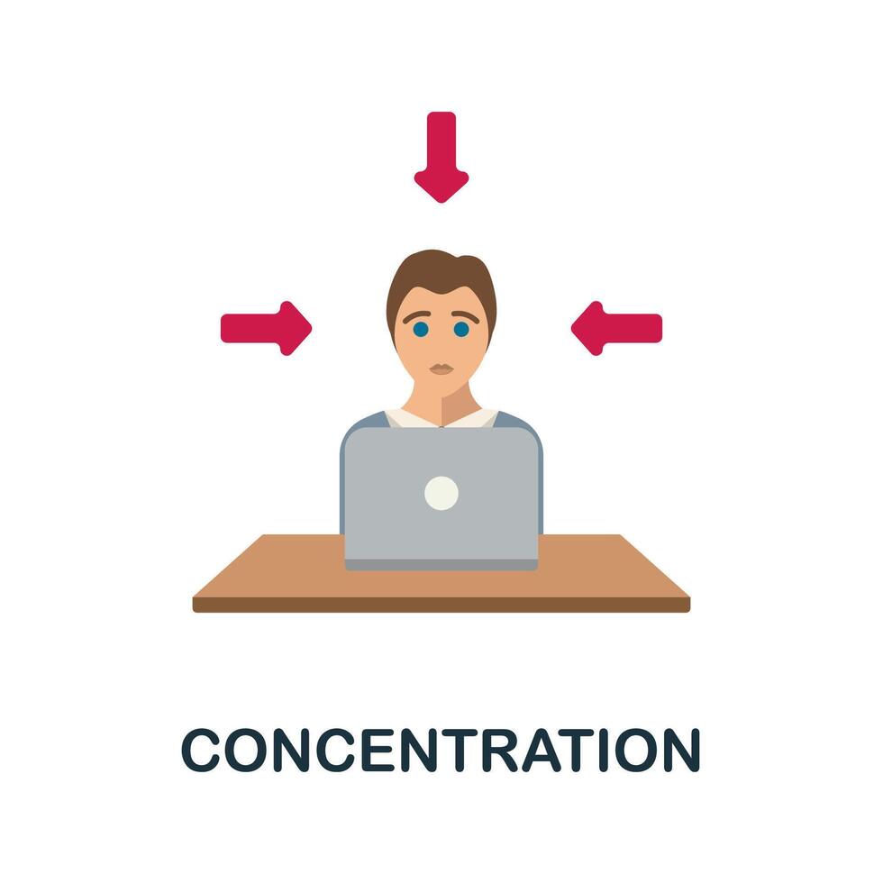 Concentration flat icon. Colored sign from productivity collection. Creative Concentration icon illustration for web design, infographics and more vector