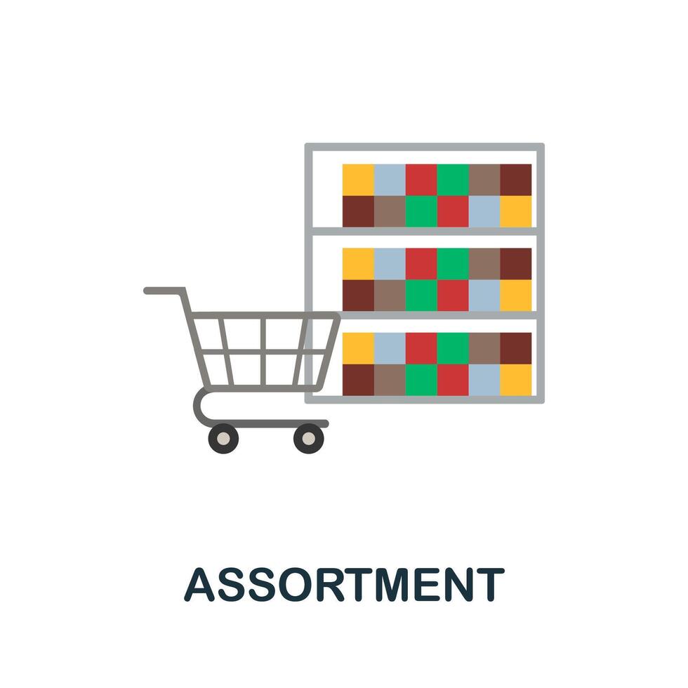 Assortment flat icon. Simple sign from procurement process collection. Creative Assortment icon illustration for web design, infographics and more vector