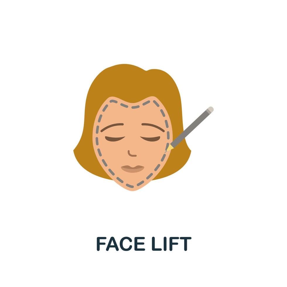 Face Lift flat icon. Colored sign from plastic surgery collection. Creative Face Lift icon illustration for web design, infographics and more vector