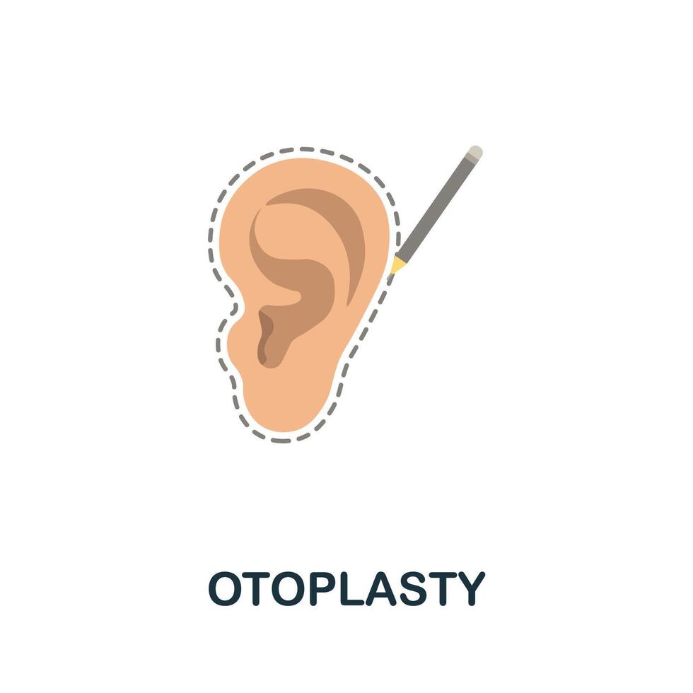 Otoplasty flat icon. Colored sign from plastic surgery collection. Creative Otoplasty icon illustration for web design, infographics and more vector