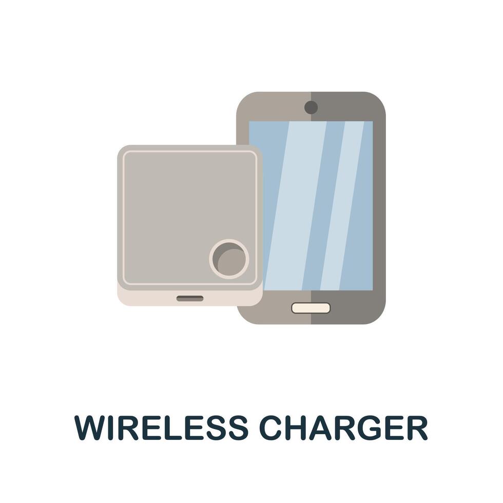 Wireless Charger flat icon. Color simple element from phone accessories collection. Creative Wireless Charger icon for web design, templates, infographics and more vector