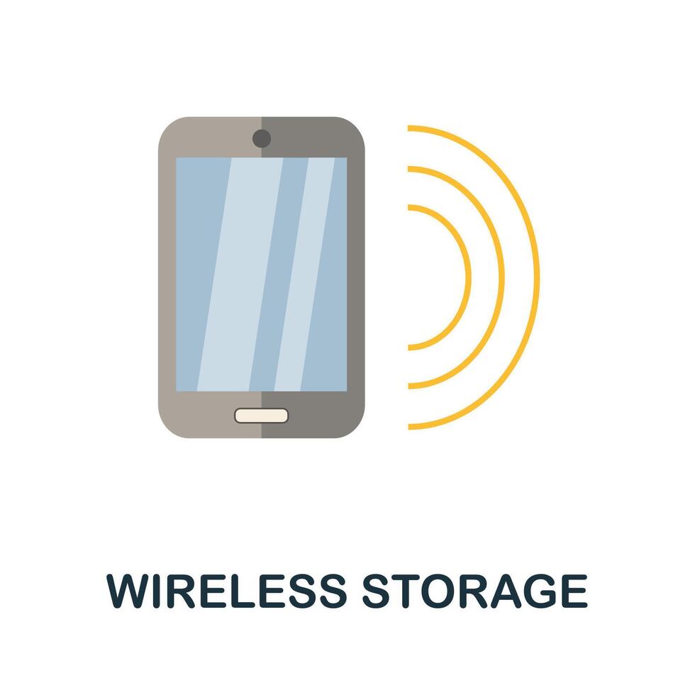 Wireless Storage flat icon. Color simple element from phone accessories collection. Creative Wireless Storage icon for web design, templates, infographics and more vector