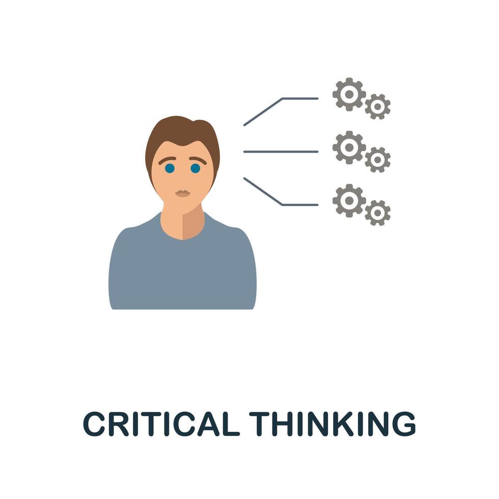 Critical Thinking flat icon. Colored sign from personality collection. Creative Critical Thinking icon illustration for web design, infographics and more vector