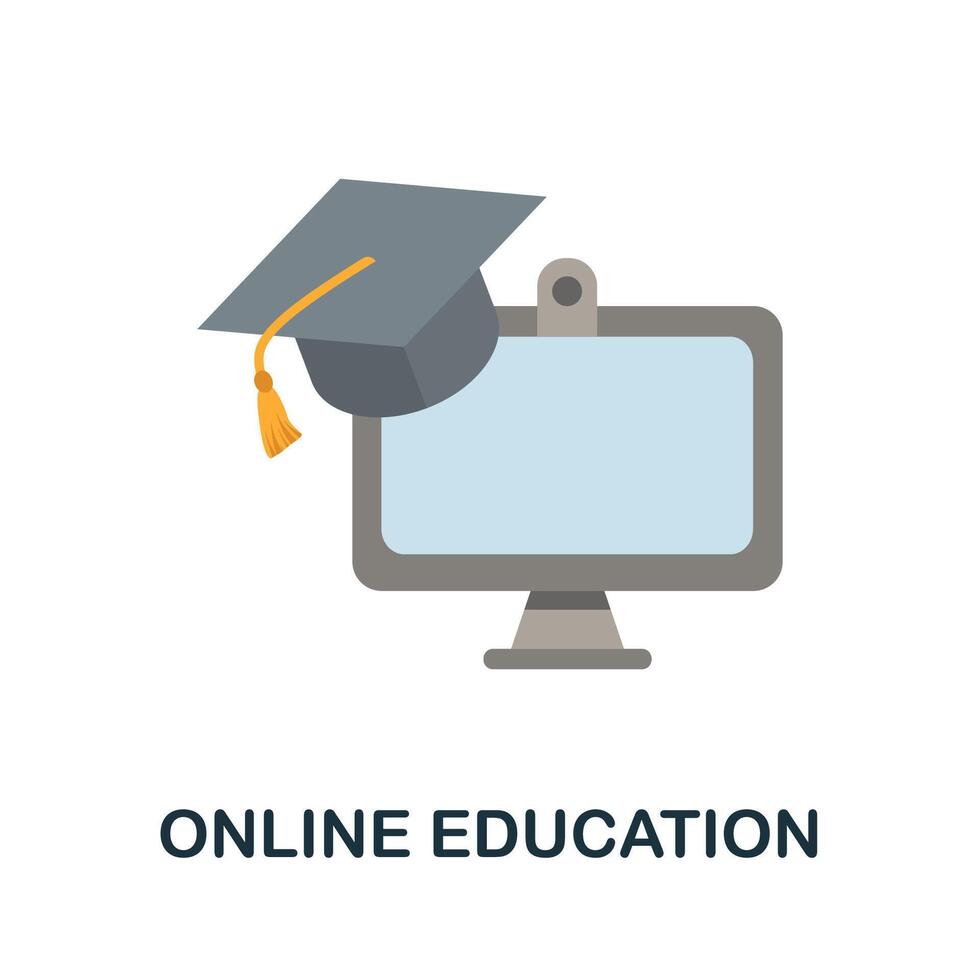 Online Education icon. Monochrome simple Online Education icon for templates, web design and infographics vector