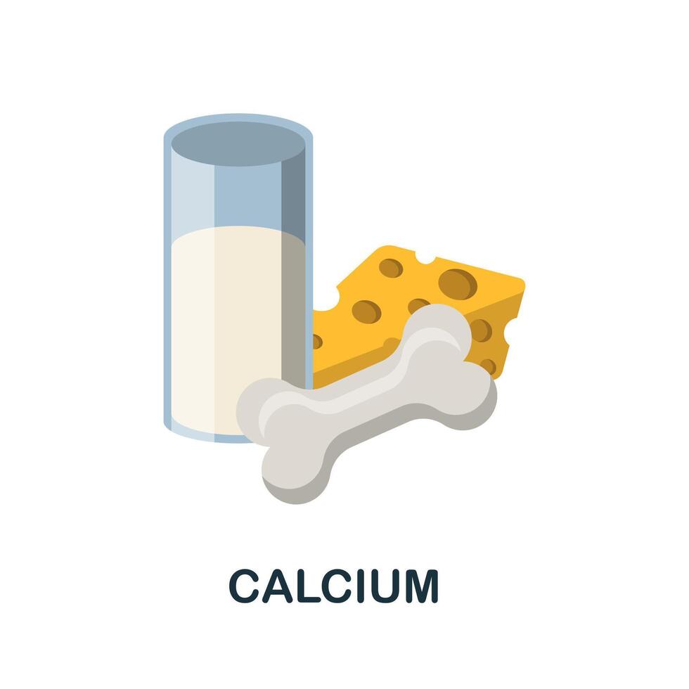 Calcium flat icon. Color simple element from nutrition collection. Creative Calcium icon for web design, templates, infographics and more vector