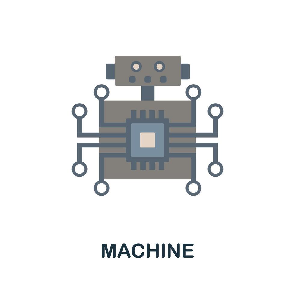 Machine flat icon. Colored sign from machine learning collection. Creative Machine icon illustration for web design, infographics and more vector