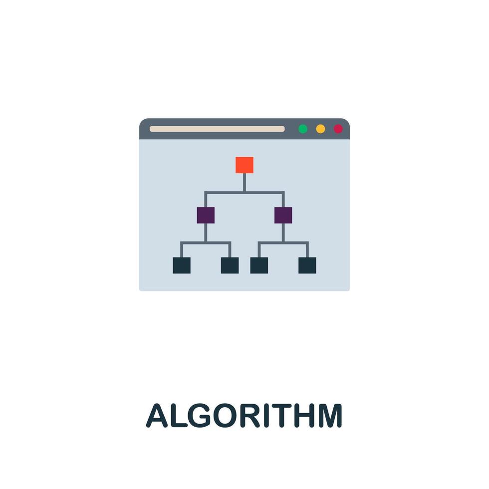 Algorithm flat icon. Colored sign from machine learning collection ...