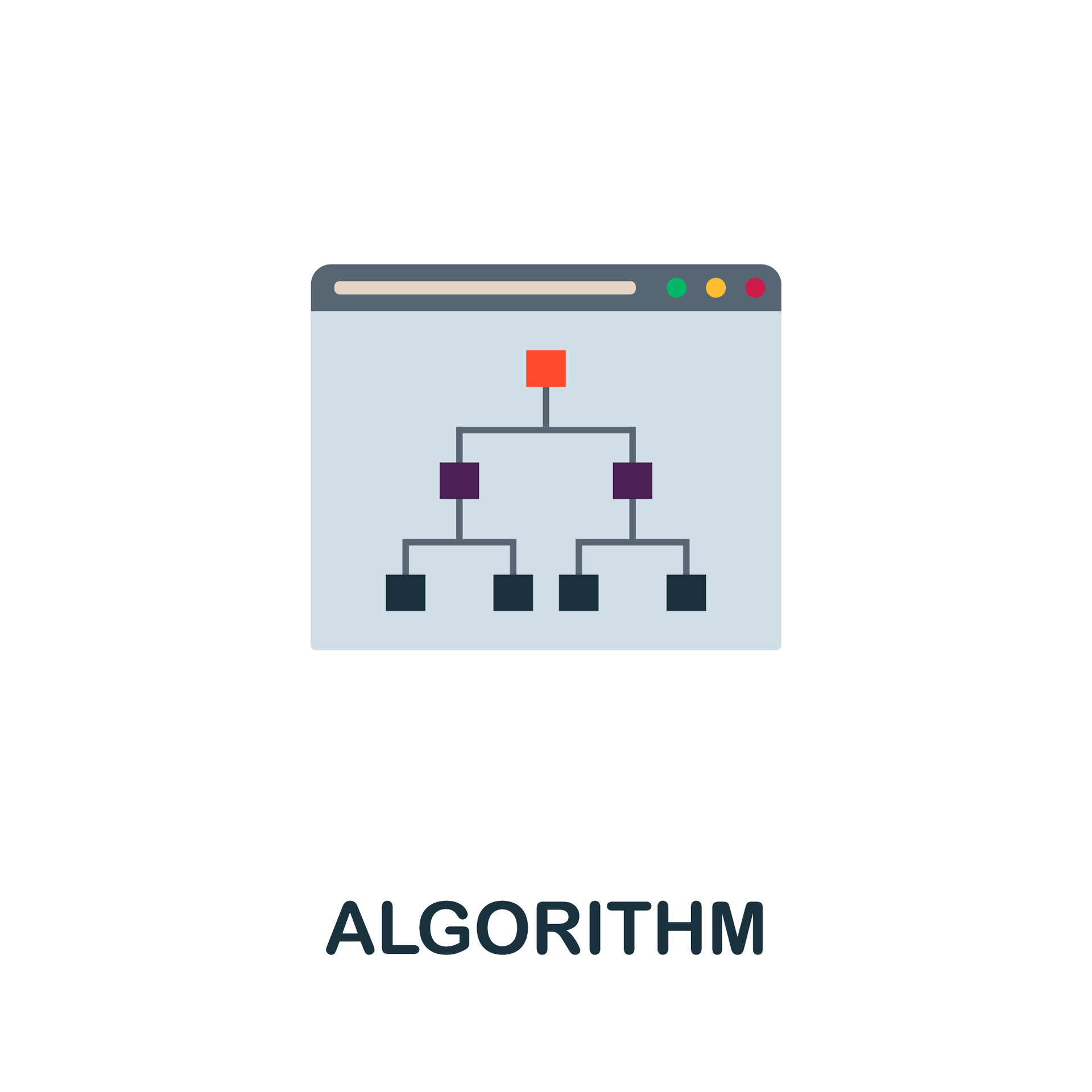 Algorithm flat icon. Colored sign from machine learning collection ...