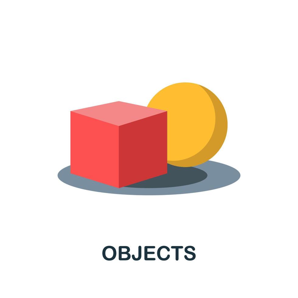 Objects flat icon. Colored sign from machine learning collection. Creative Objects icon illustration for web design, infographics and more vector