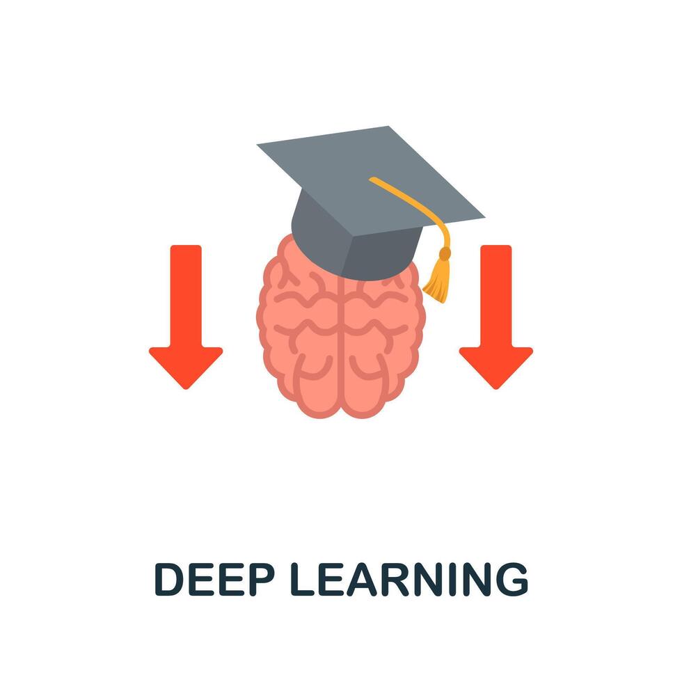 Deep Learning flat icon. Colored sign from machine learning collection ...