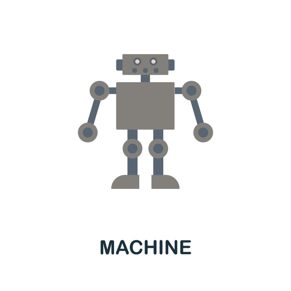 Machine flat icon. Colored sign from machine learning collection. Creative Machine icon illustration for web design, infographics and more vector