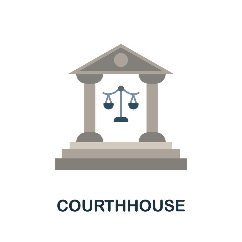Courthhouse icon. Flat sign element from law collection. Creative Courthhouse icon for web design, templates, infographics and more vector