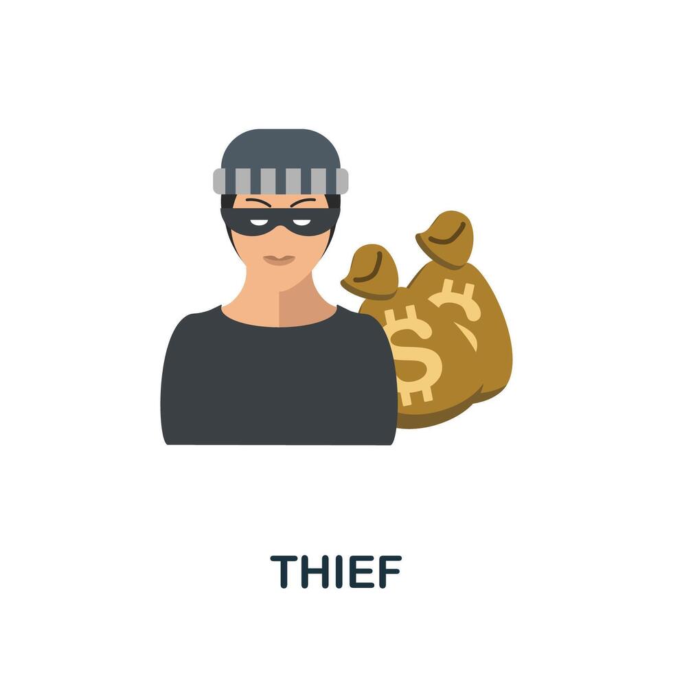 Thief icon. Flat sign element from law collection. Creative Thief icon for web design, templates, infographics and more vector