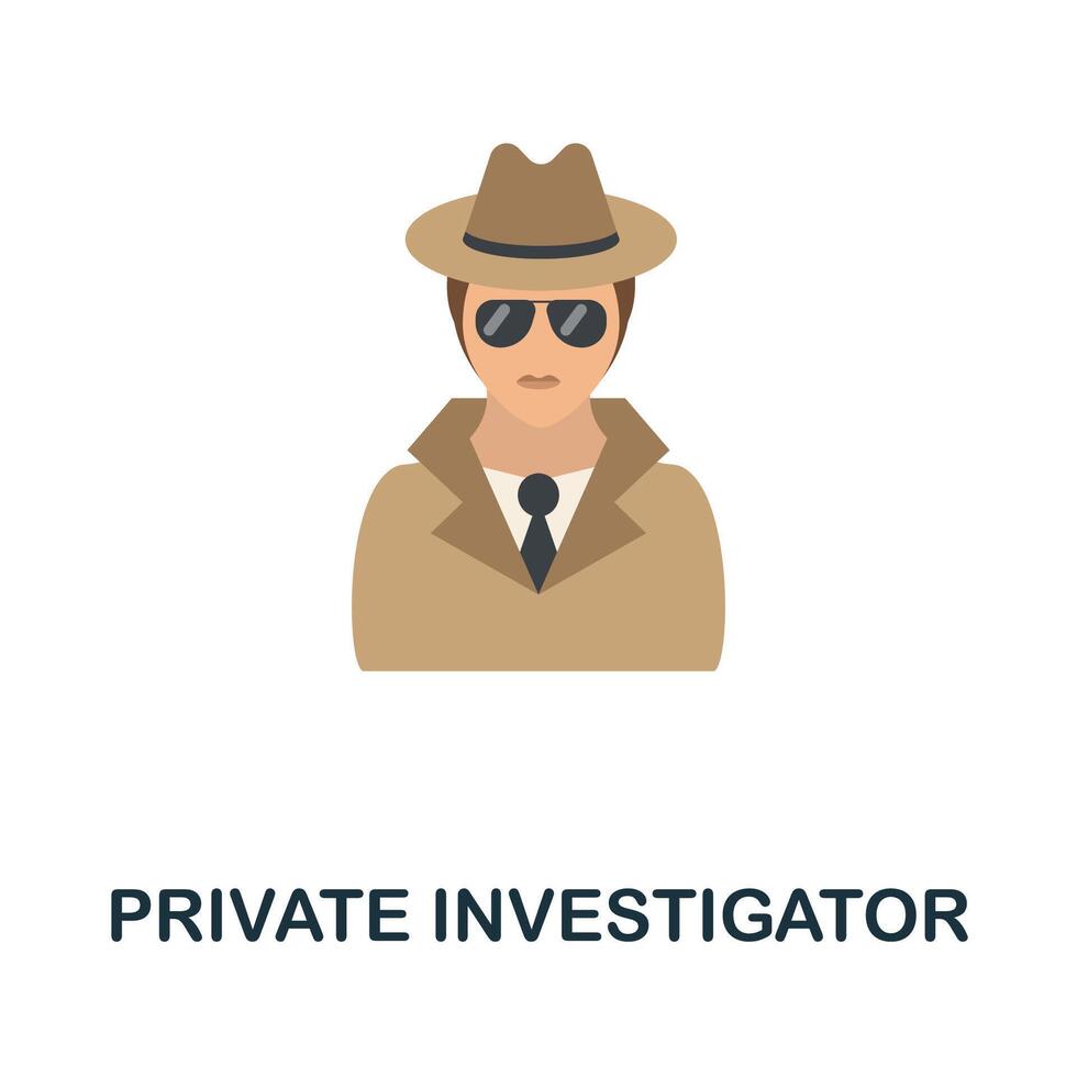 Private Investigator icon. Flat sign element from law collection. Creative Private Investigator icon for web design, templates, infographics and more vector