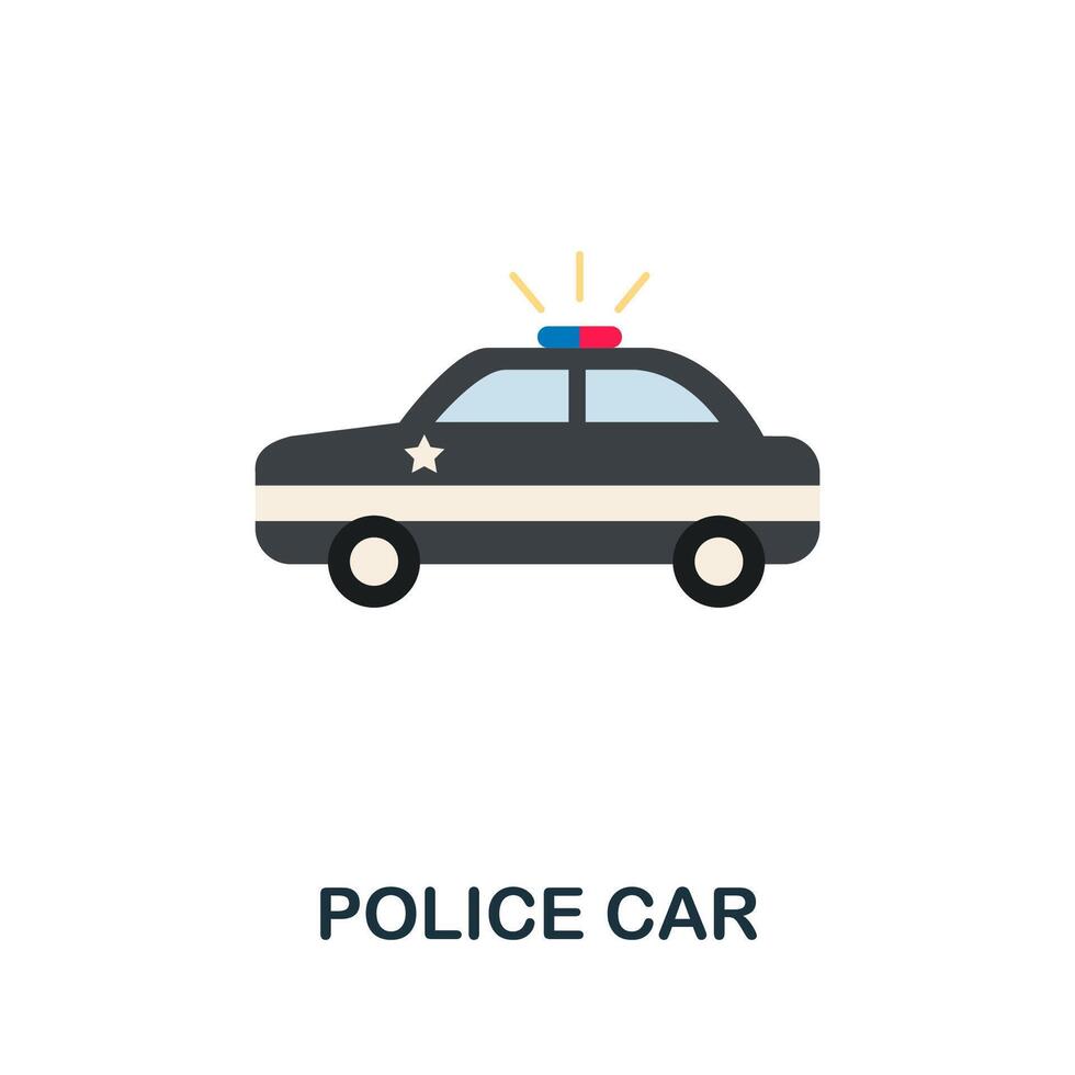 Police Car icon. Flat sign element from law collection. Creative Police Car icon for web design, templates, infographics and more vector