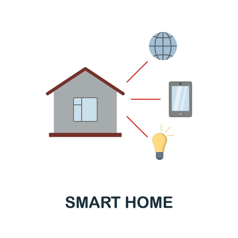 Smart Home flat icon. Colored sign from home security collection. Creative Smart Home icon illustration for web design, infographics and more vector
