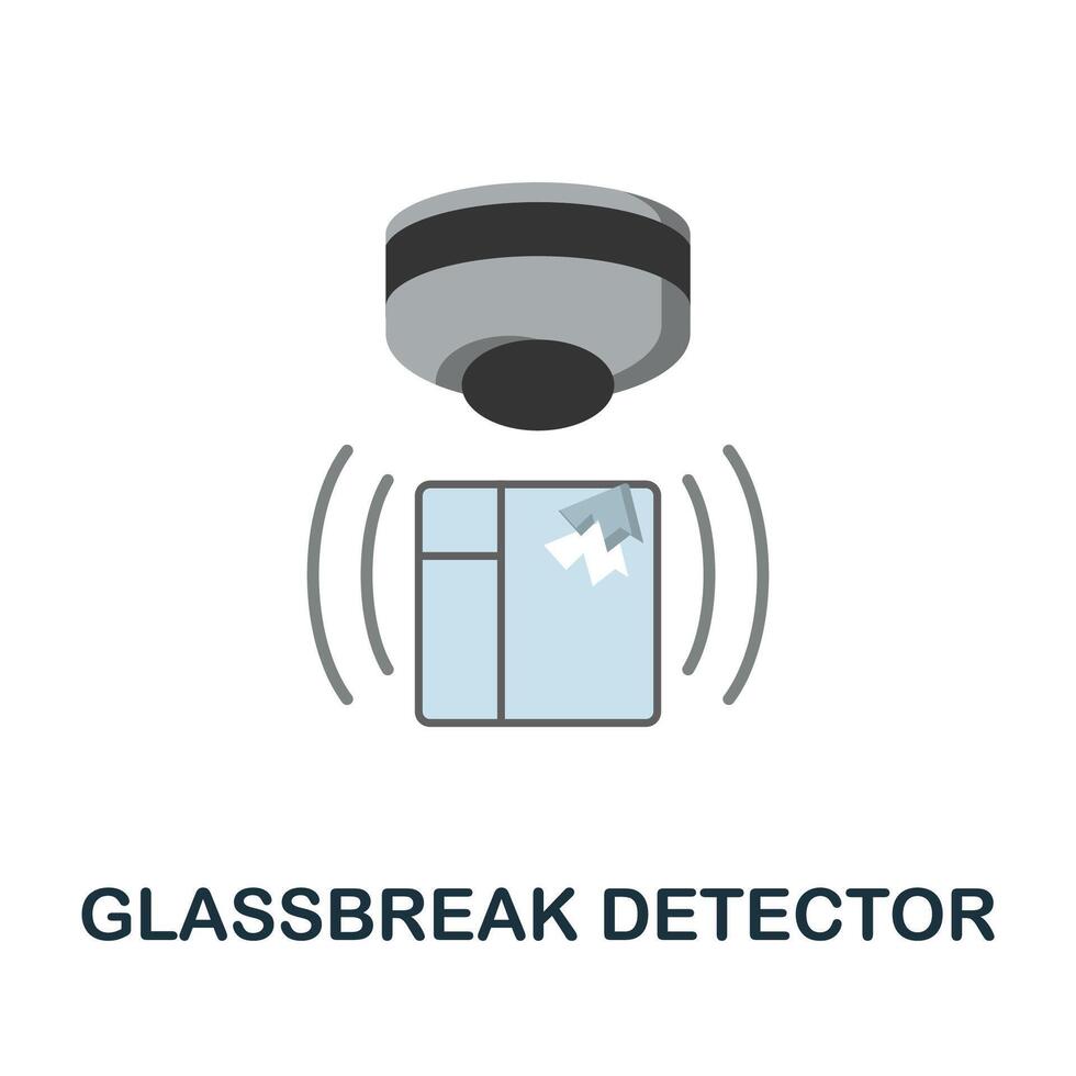 Glassbreak Detector flat icon. Colored sign from home security collection. Creative Glassbreak Detector icon illustration for web design, infographics and more vector