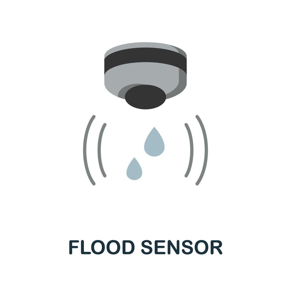 Flood Sensor flat icon. Colored sign from home security collection. Creative Flood Sensor icon illustration for web design, infographics and more vector