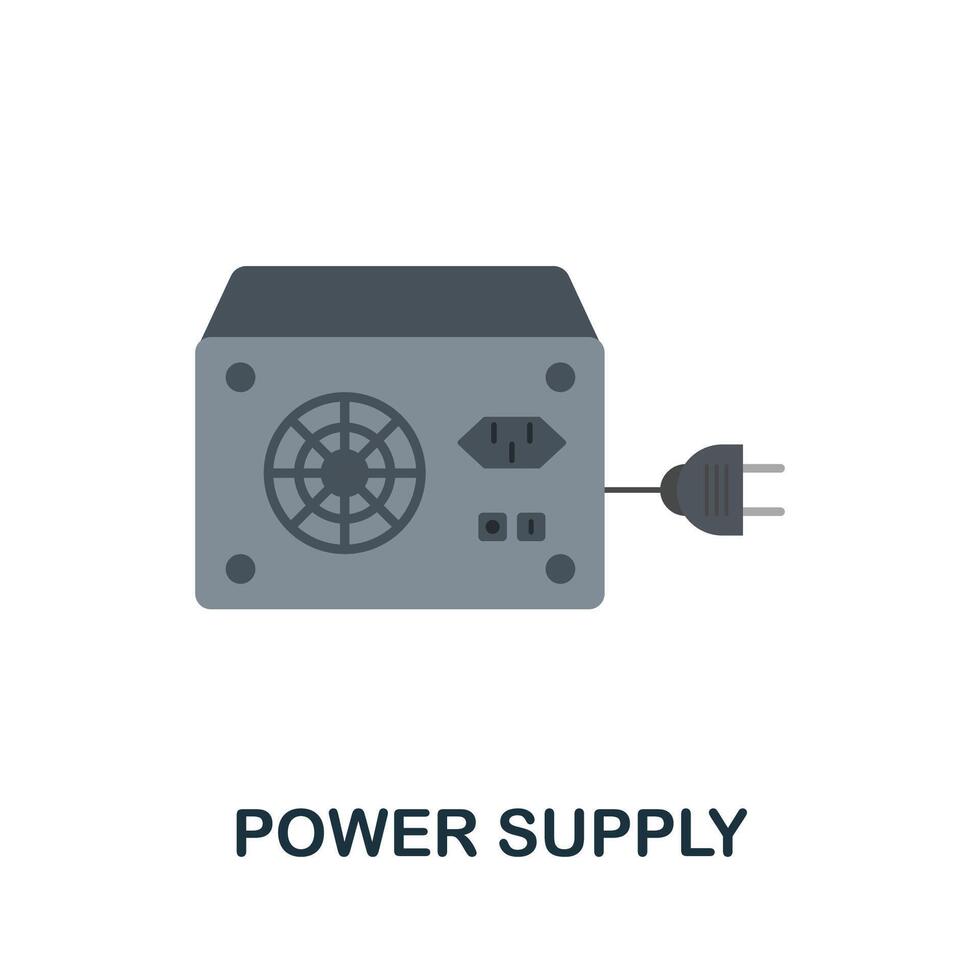 Power Supply flat icon. Colored sign from home security collection. Creative Power Supply icon illustration for web design, infographics and more vector