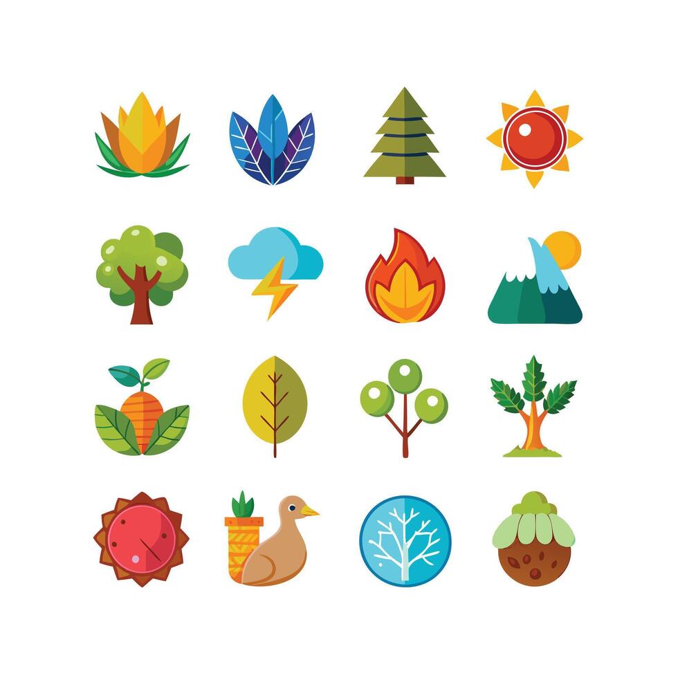 Nature Icon Set Collection Illustration vector