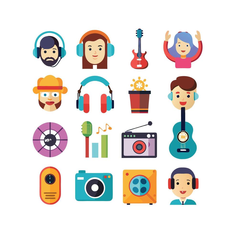 Music and Entertainment Icon Set Collection Illustration vector