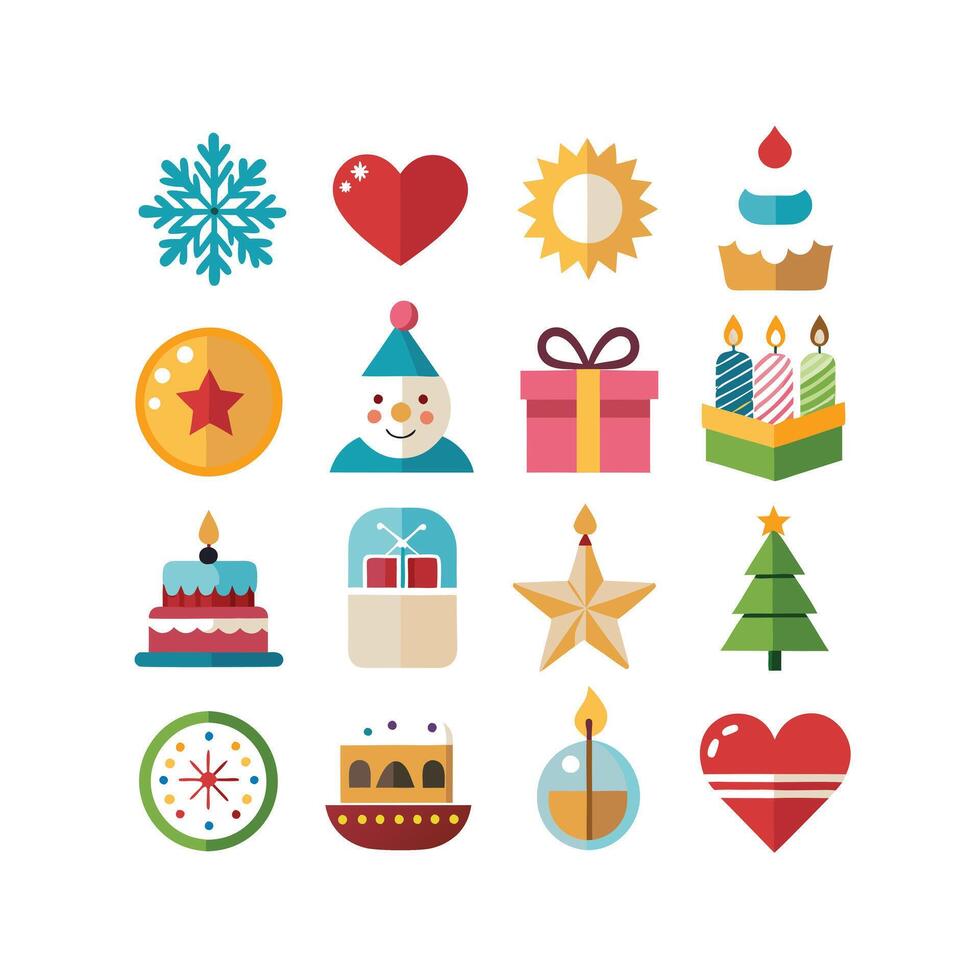 Holiday and Event Icon Set Collection Illustration vector