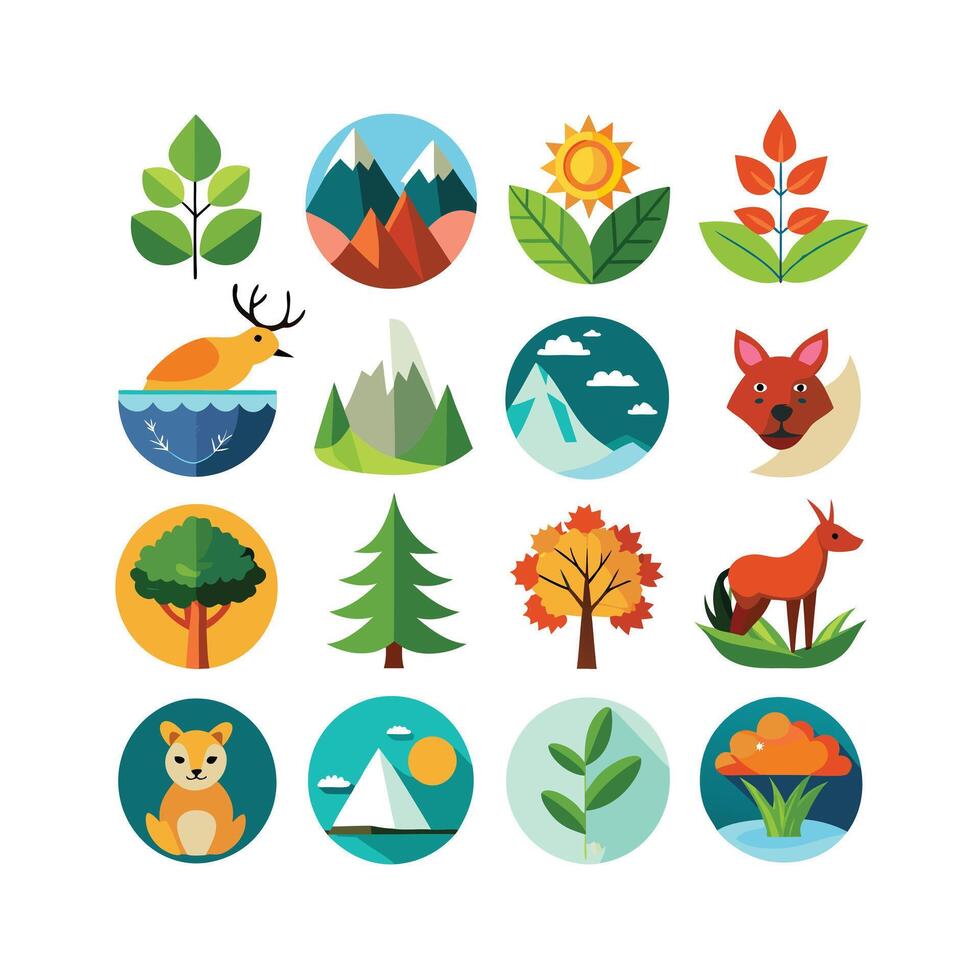 Nature Icon Set Collection Illustration vector