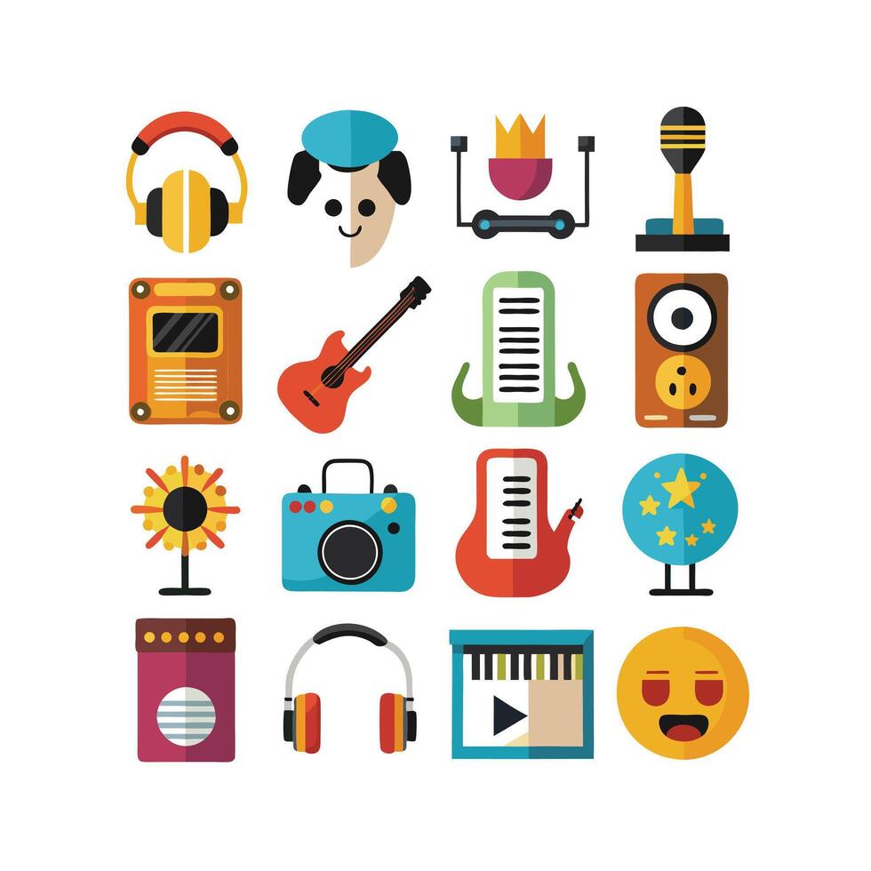 Music and Entertainment Icon Set Collection Illustration vector