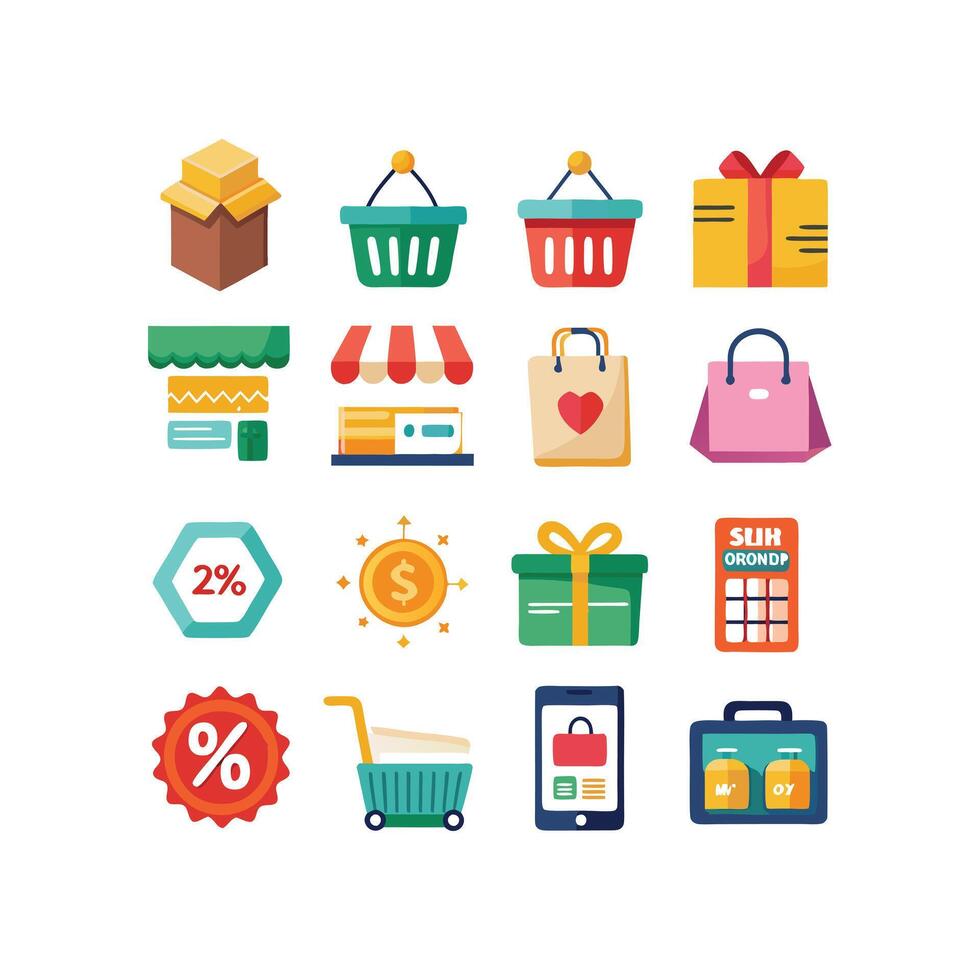 Retail and Shopping Icon Set Collection Illustration vector
