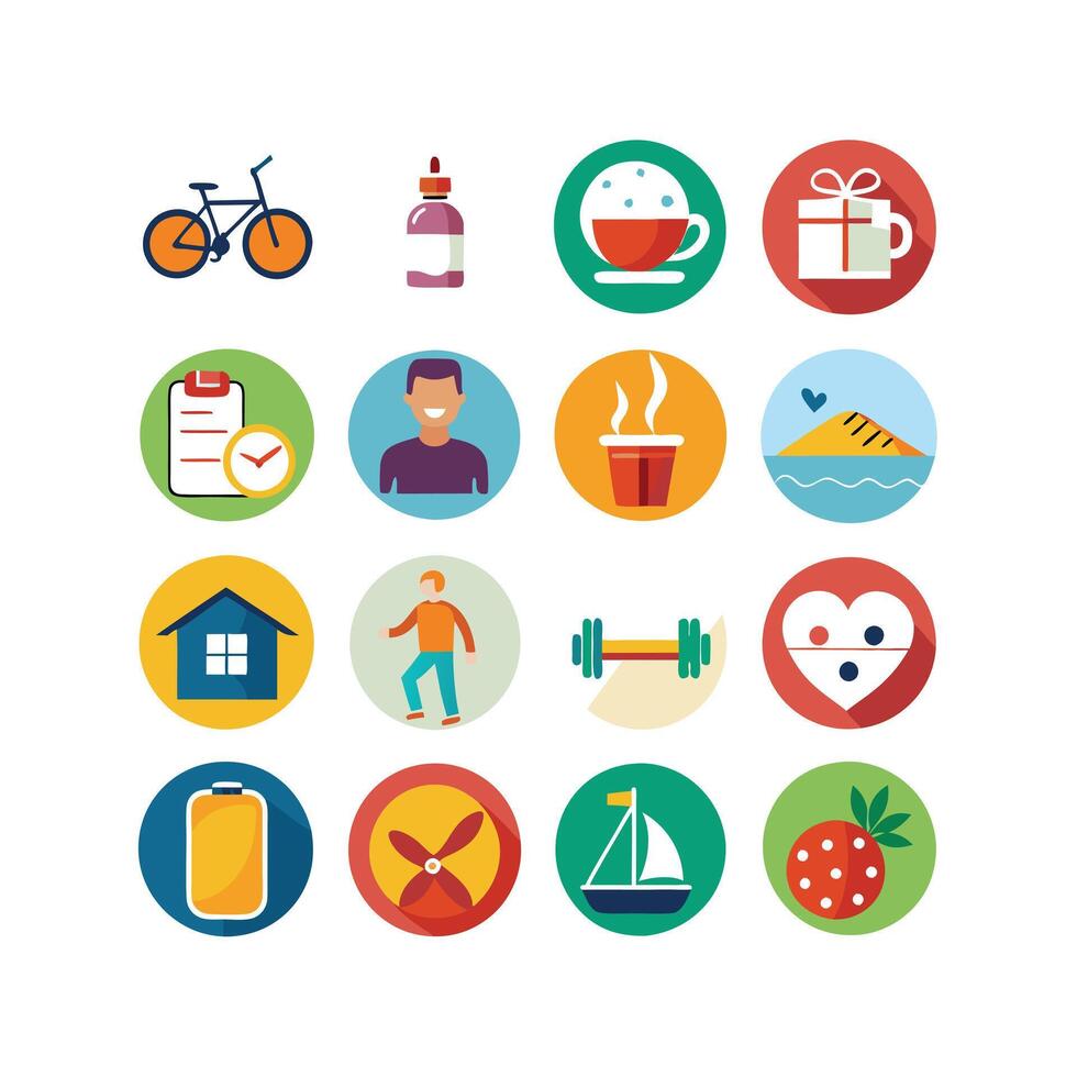 Lifestyle and Leisure Icon Set Collection Illustration vector