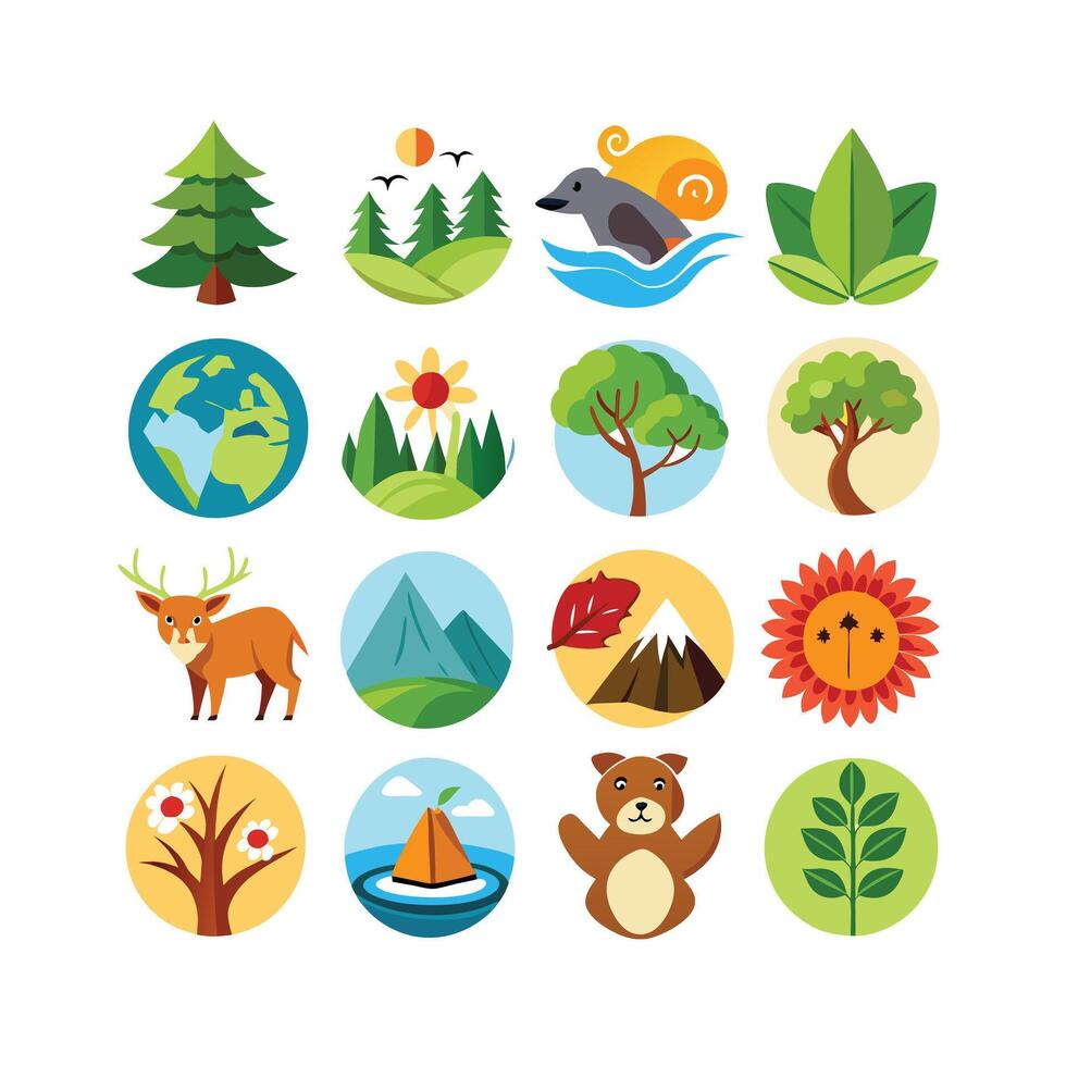Nature Icon Set Collection Illustration vector
