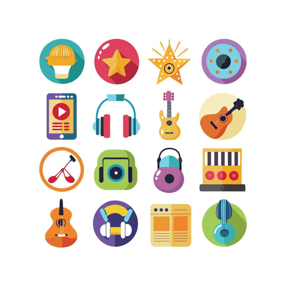 Music and Entertainment Icon Set Collection Illustration vector