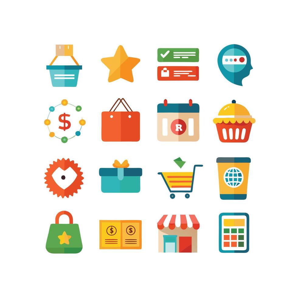 Retail and Shopping Icon Set Collection Illustration vector