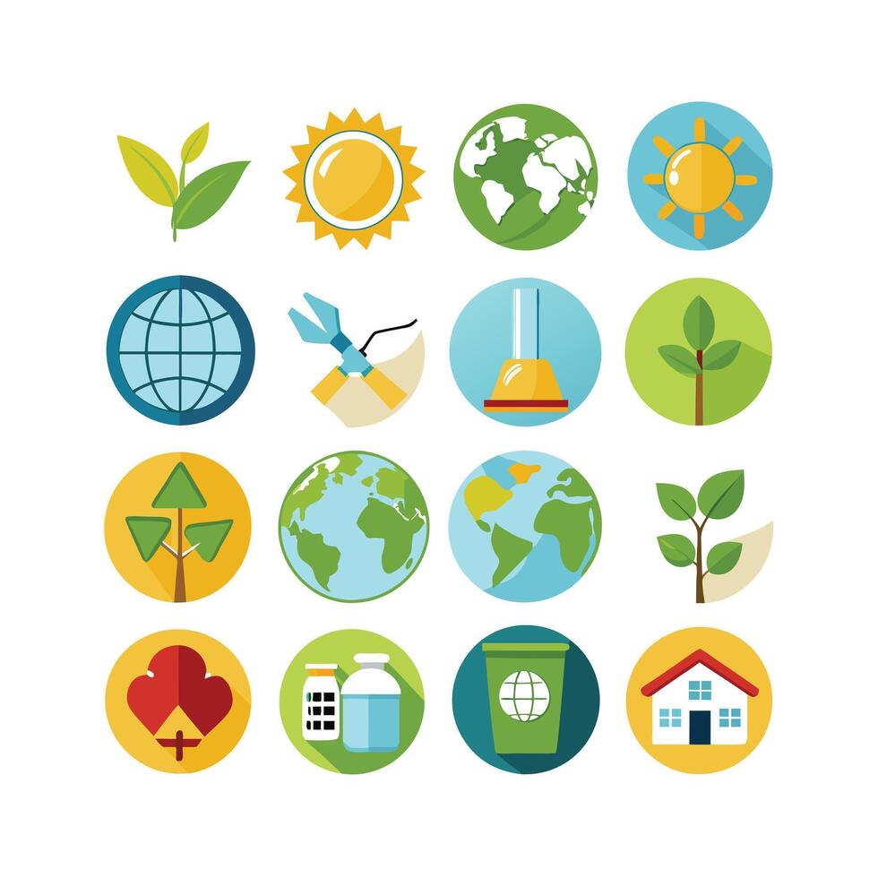 Environment and sustainability icon set illustration vector