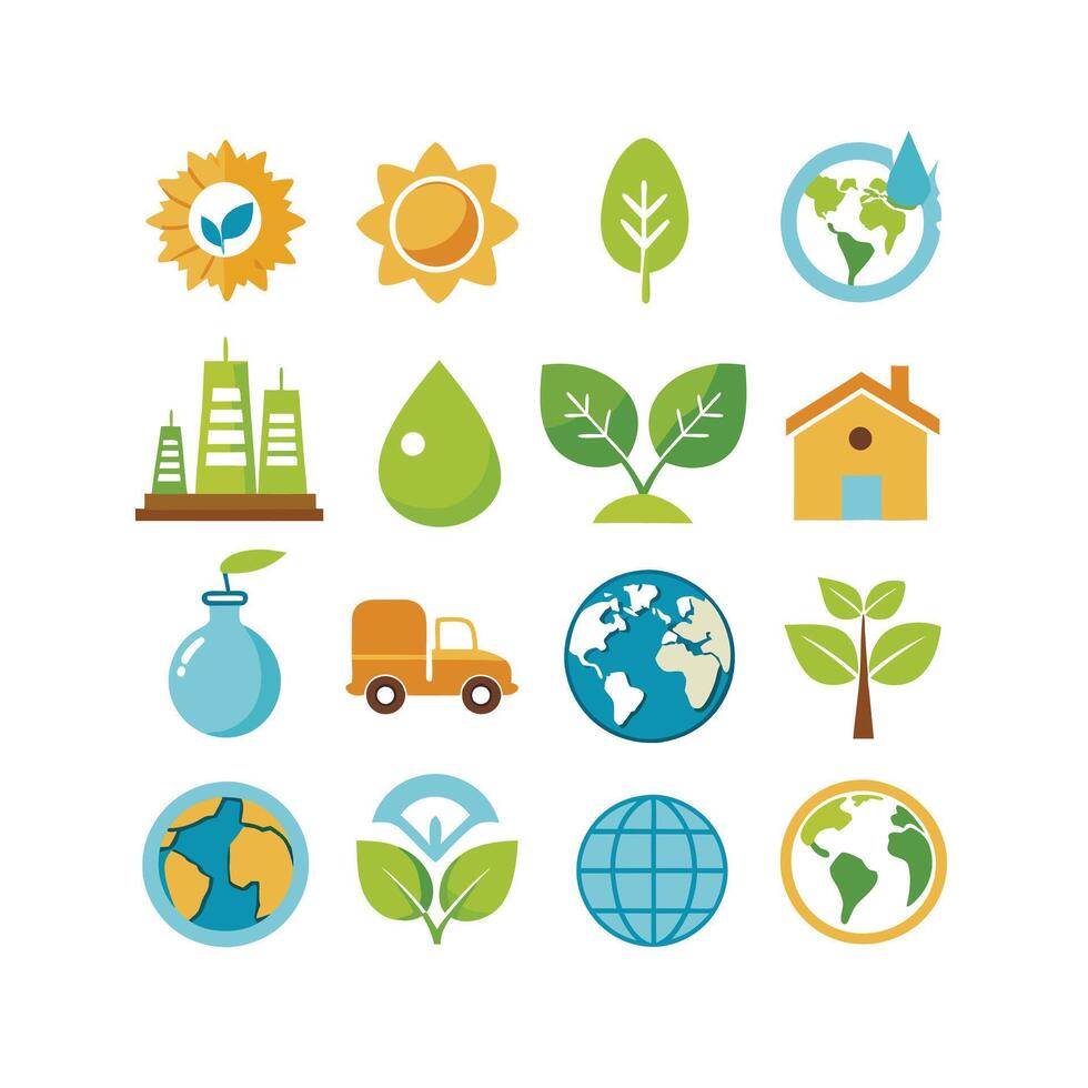 Environment and sustainability icon set illustration vector