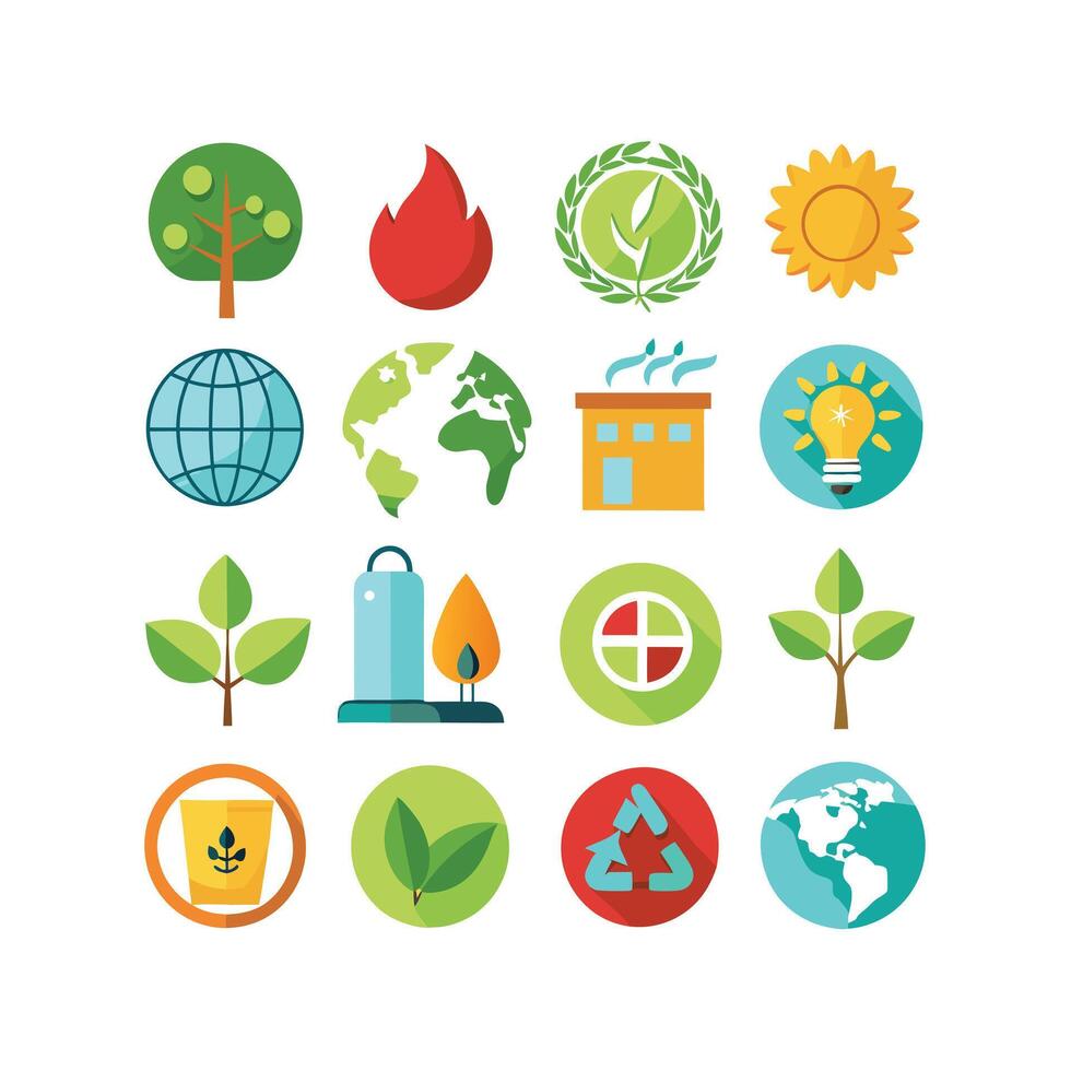 Environment and sustainability icon set illustration vector