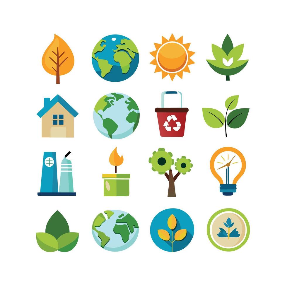 Environment and sustainability icon set illustration vector