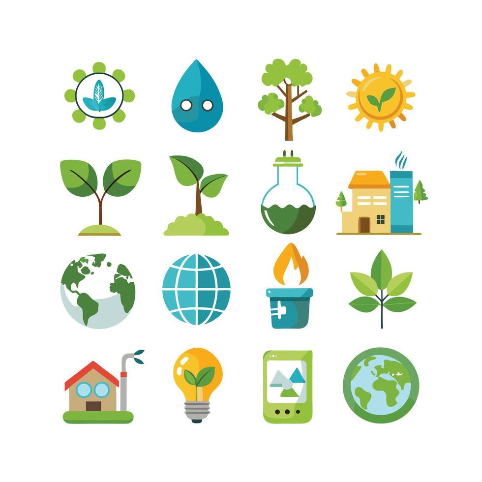Environment and sustainability icon set illustration vector