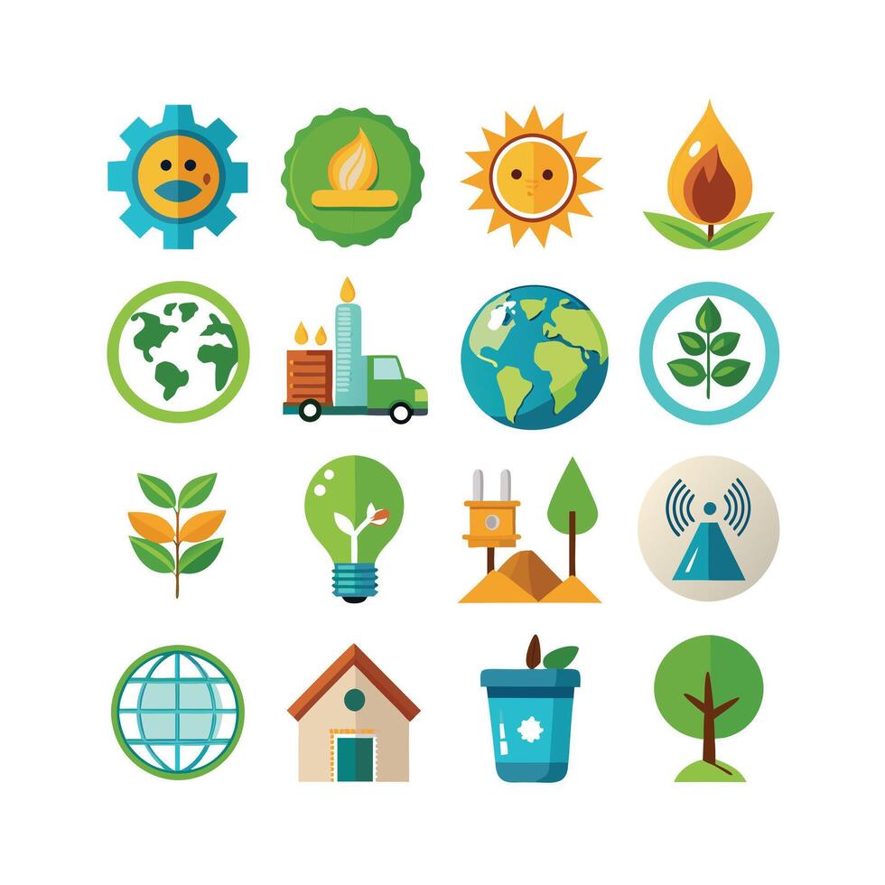 Environment and sustainability icon set illustration vector