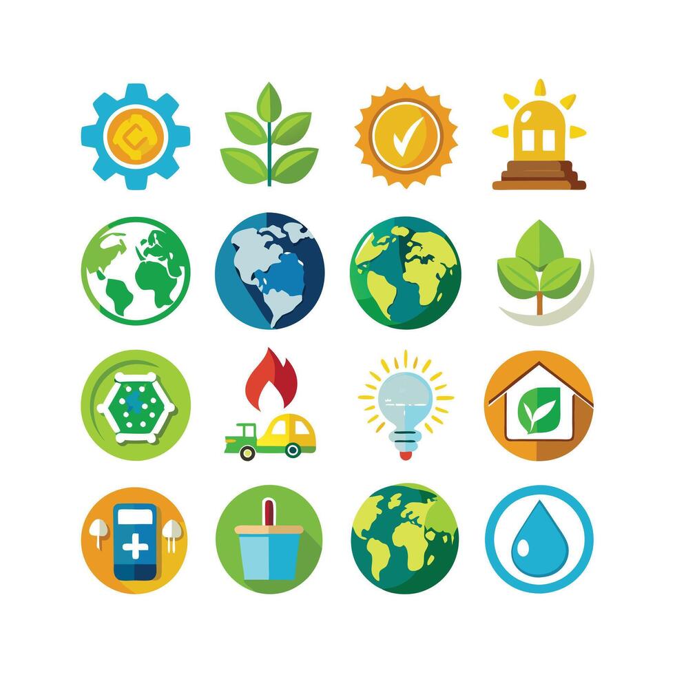 Environment and sustainability icon set illustration vector