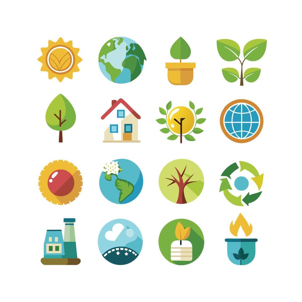 Environment and sustainability icon set illustration vector