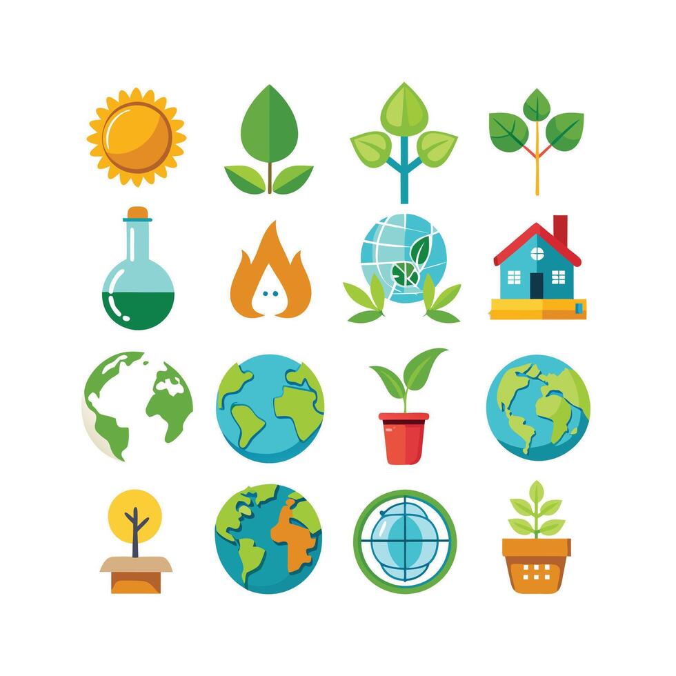 Environment and sustainability icon set illustration vector