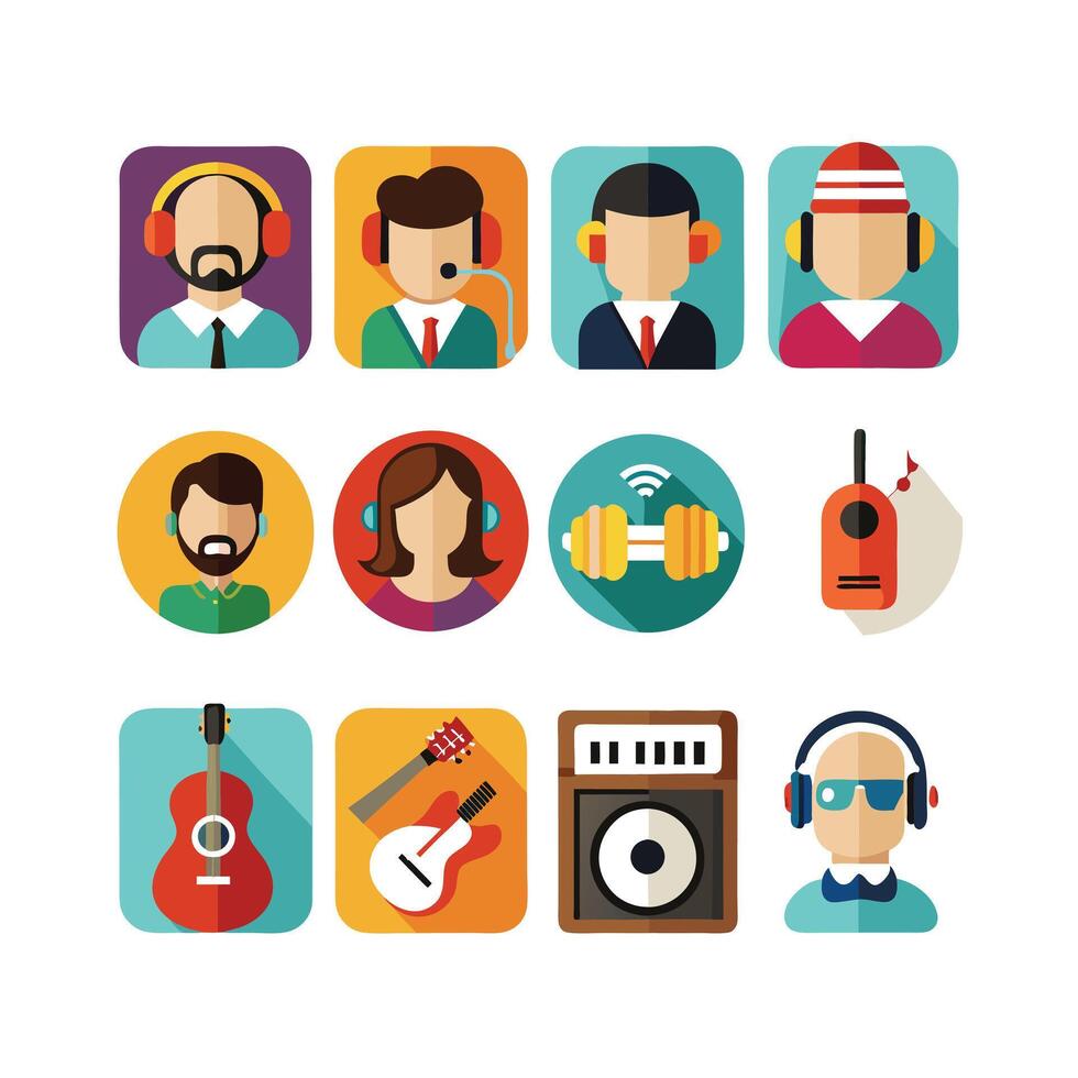 Music and Entertainment Icon Set Collection Illustration vector
