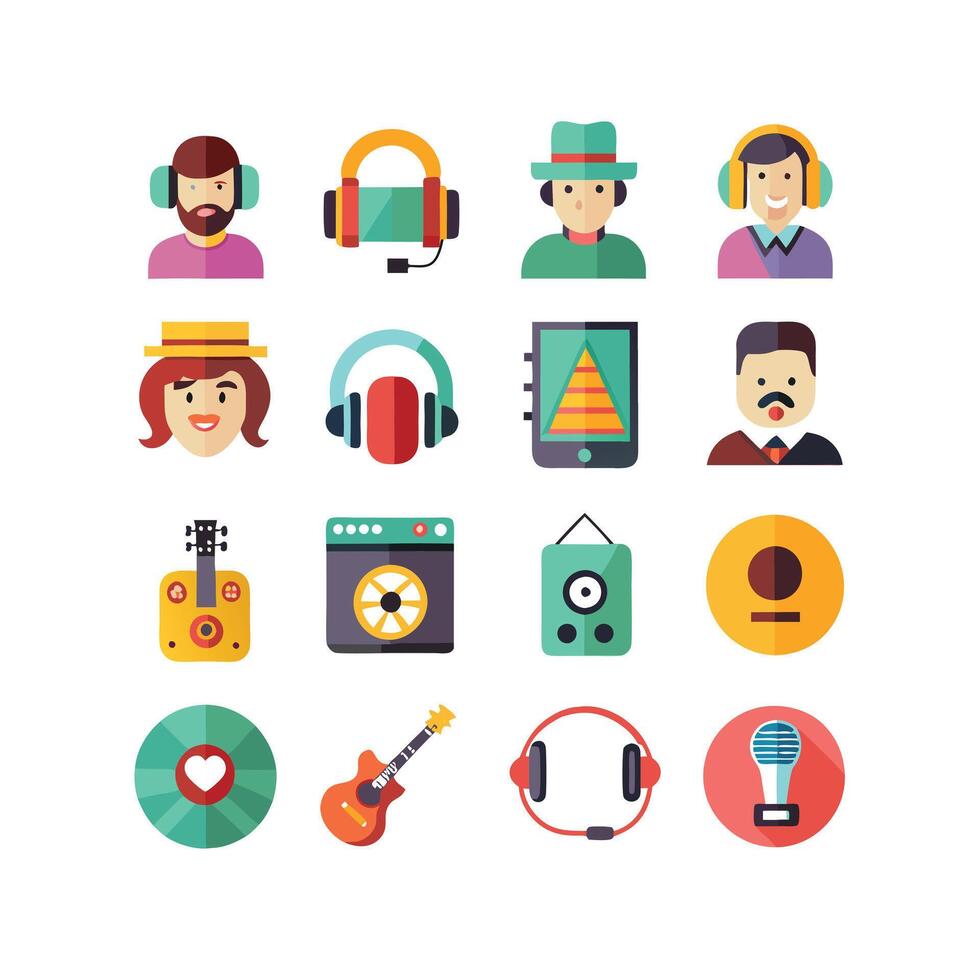 Music and Entertainment Icon Set Collection Illustration vector
