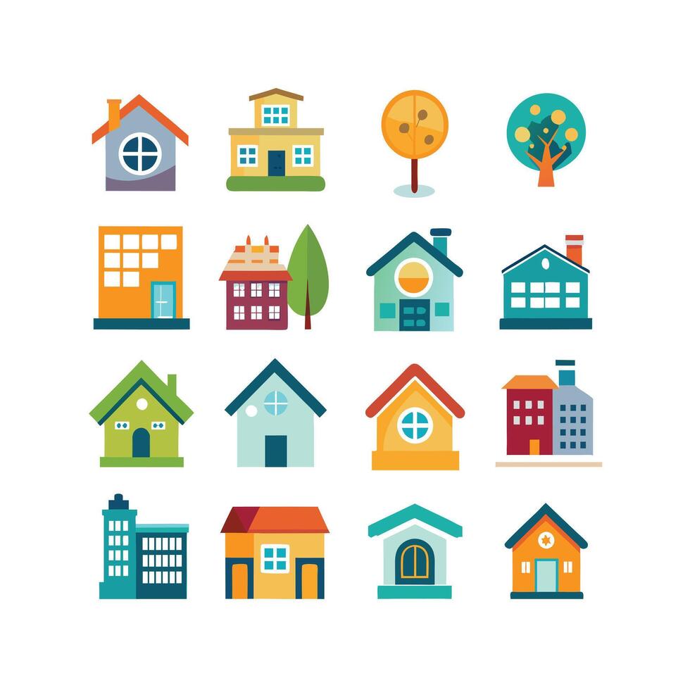 Home and Real Estate Icon Set Collection Illustration vector